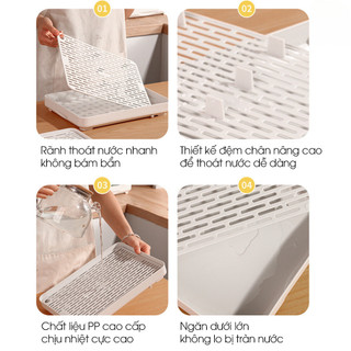 Khay úp ly cốc, khay trà nhựa PP cao cấp 2 lớp ECO chịu nhiệt sử dụng đa năng tiện ích cho gia đình