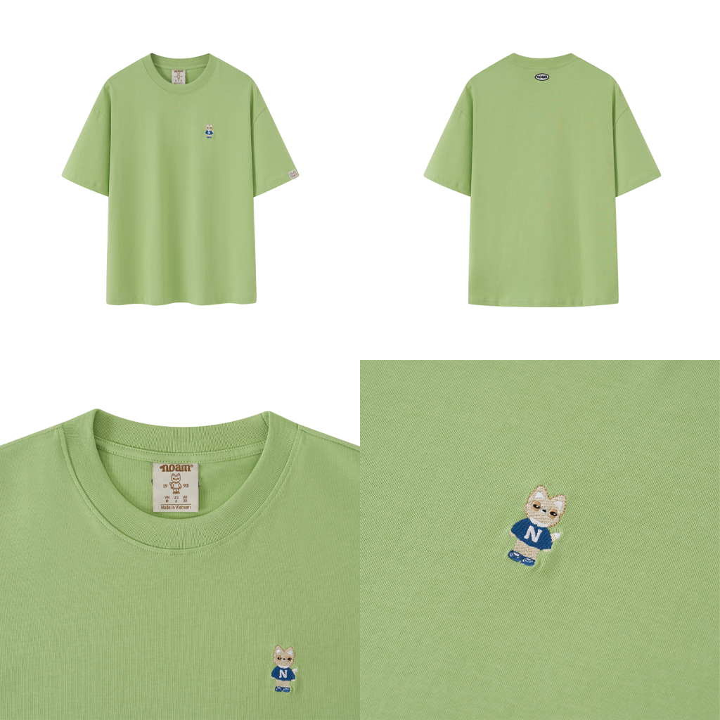 Ảnh Áo thun Form rộng NOAM Teeny Homie Unisex 100% Cotton - Màu Hồng/Xanh lá/Xanh dương/Tím/Be 2