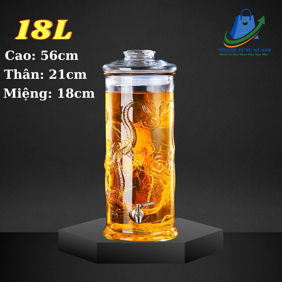 Bình Ngâm Rượu Thủy Tinh Hoa Văn Rồng 18 Lít ( DUNG TÍCH THỰC 17L ...