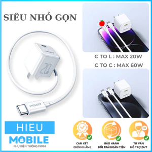 Bộ Củ, Cáp Sạc Pisen C36 20W Siêu Nhỏ Gọn 1 Cổng C, Chuẩn PD, GaN