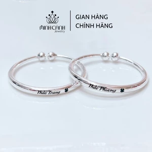 Vòng Bạc Tròn Trơn 2 Đầu Khắc Tên Cho Bé Công Nghệ Không Phai Mờ - Minh Canh Jewelry