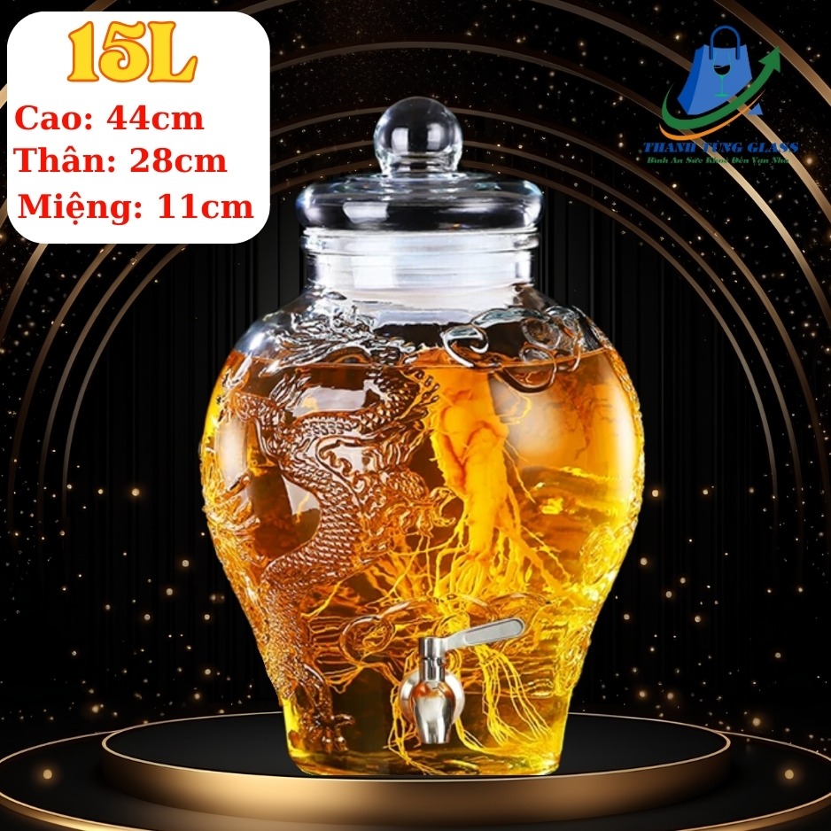 Bình ngâm rượu thủy tinh 15 lít Chum Rồng ( DUNG TÍCH THỰC 14L ...