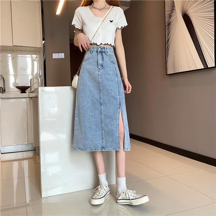 Chân váy jean xẻ tà BEESHOP H24113