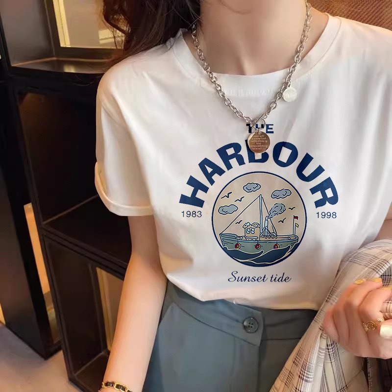 Áo phông cotton in hình The Harbour BEESHOP H24116