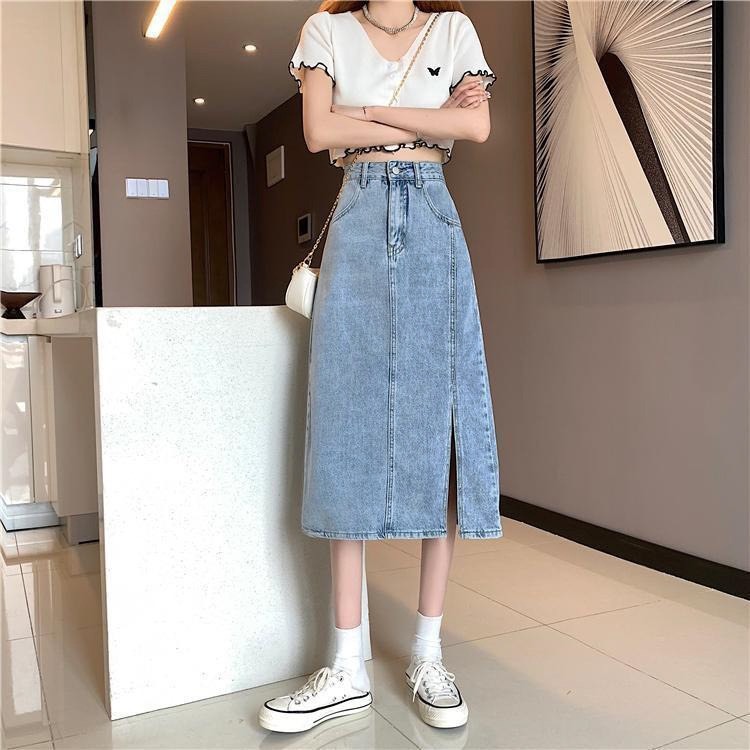 Chân váy jean xẻ tà BEESHOP H24113