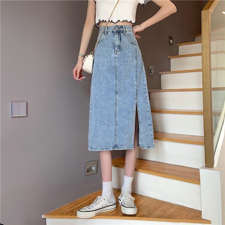 Chân váy jean xẻ tà BEESHOP H24113