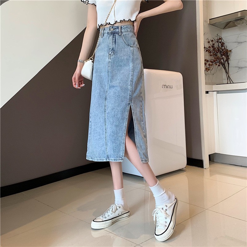 Chân váy jean xẻ tà BEESHOP H24113
