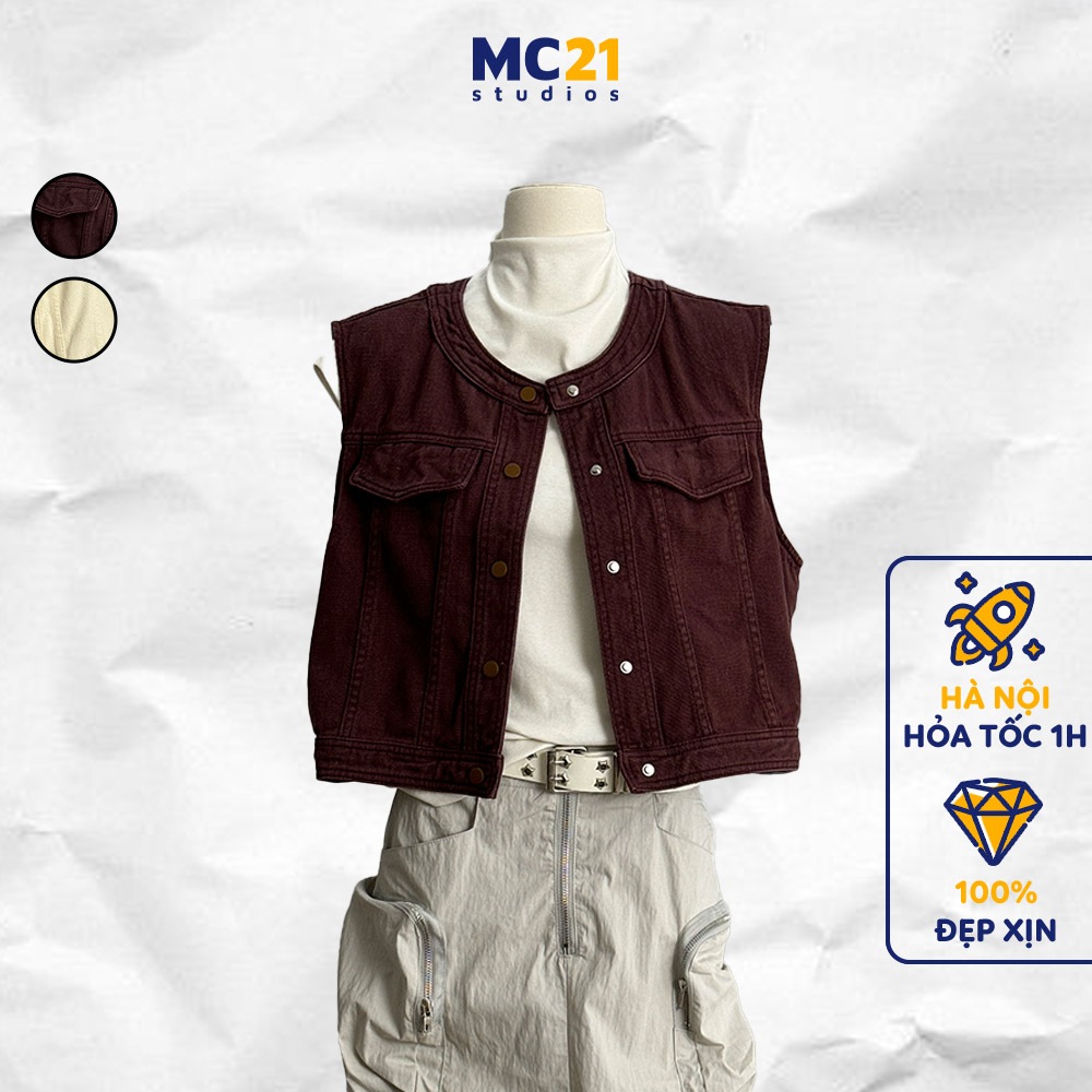 Ảnh Áo gile denim MC21.STUDIOS freesize dáng vừa Unisex Ulzzang Streetwear Hàn Quốc A4124 1