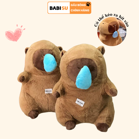 Gấu Bông Capybara Chảy Nước Mũi Cao Cấp Cabybara Chảy Nước Mũi [ Kéo Chậm ] Gấu Capybara Chất Liệu Vải Lông Thú Mềm Mại