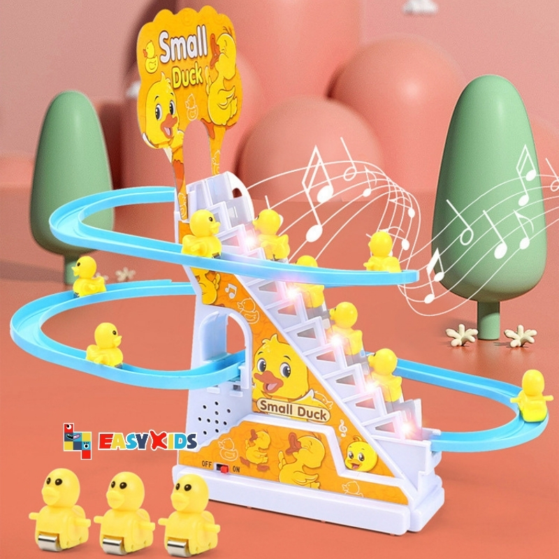 Đồ chơi heo Peppa Pig, vịt Little Duck leo cầu thang có đèn và nhạc vui nhộn cho bé