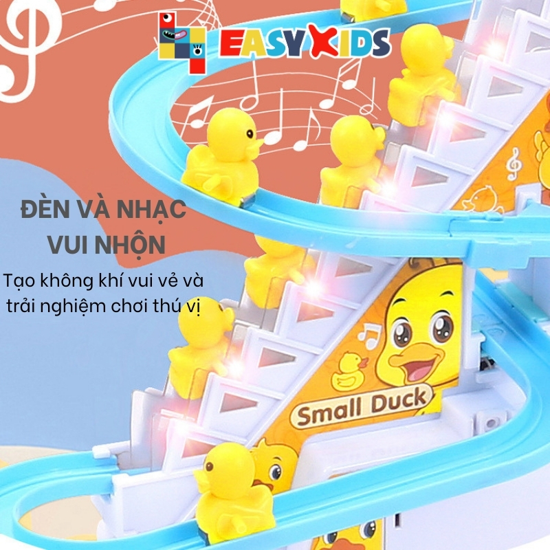Đồ chơi heo Peppa Pig, vịt Little Duck leo cầu thang có đèn và nhạc vui nhộn cho bé