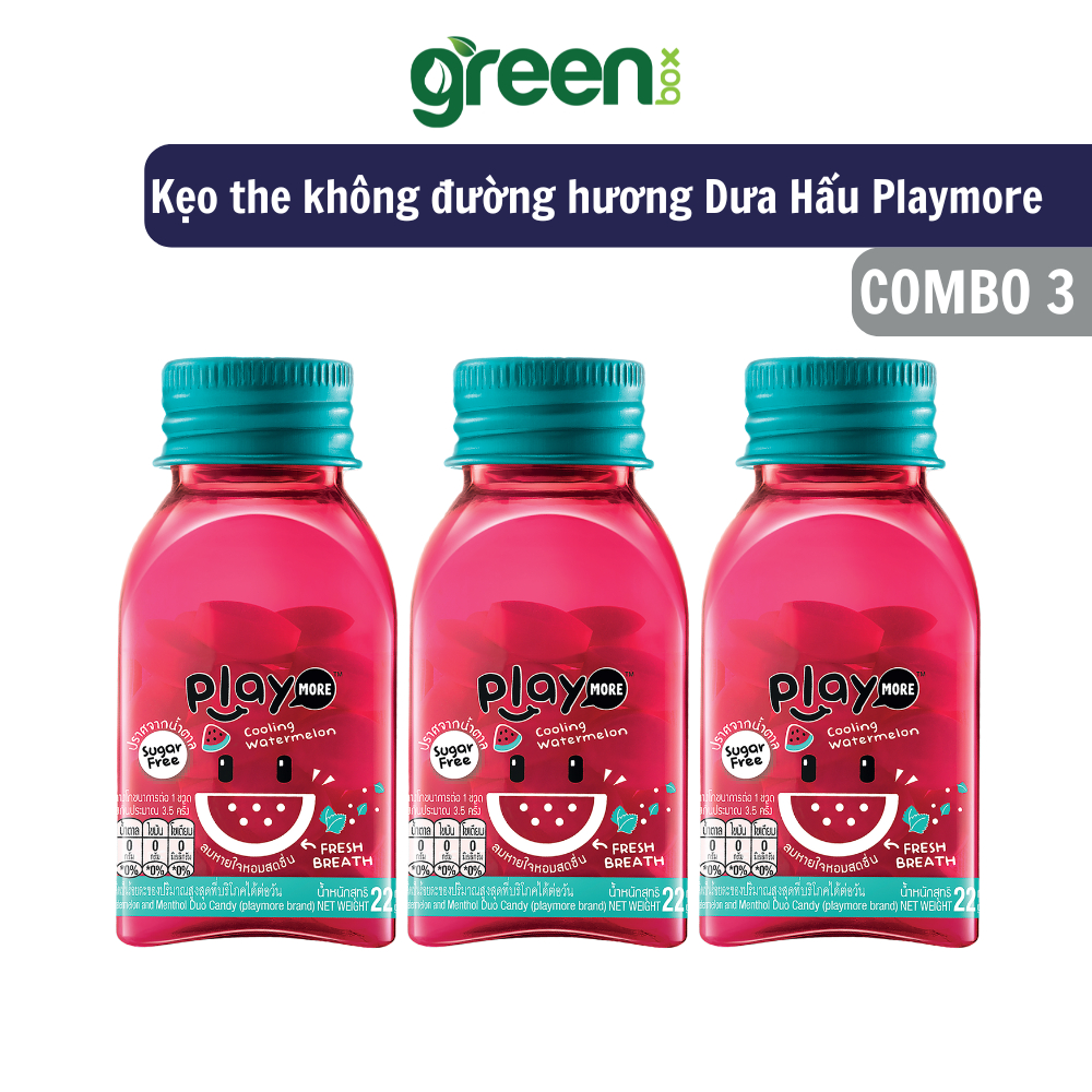 Ảnh Combo 2, combo 3, hũ kẹo the không đường hương Dưa Hấu Playmore 22g 1