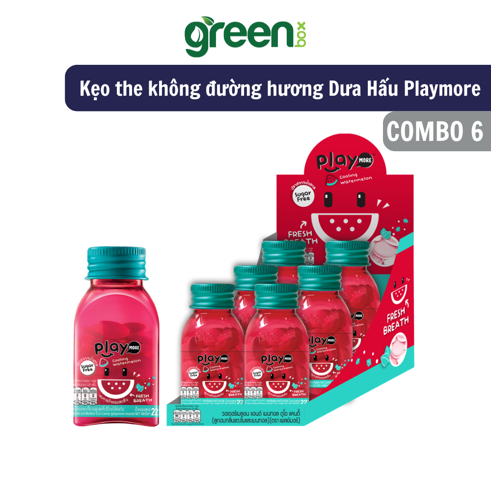 Ảnh Combo 2, combo 3, hũ kẹo the không đường hương Dưa Hấu Playmore 22g 2