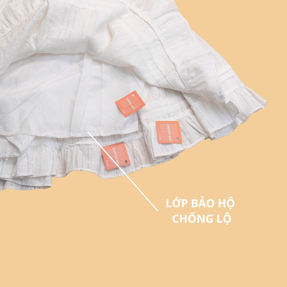 Chân Váy Ngắn Trắng 3 Tầng UNDERCOOL Chấm Bi Viền Bèo Có Lót Trong CV10