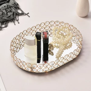 [Khay pha lê tráng gương vàng Khay đựng nước hoa mỹ phẩm S