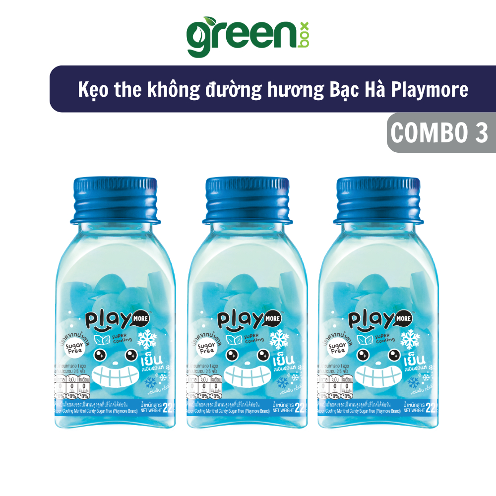 Ảnh Combo 2, Combo 3,  hũ kẹo the không đường siêu mát lạnh hương Bạc Hà Playmore 22g 1