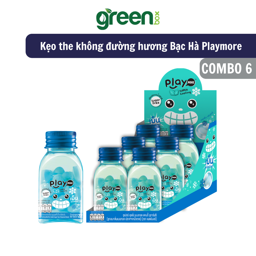 Ảnh Combo 2, Combo 3,  hũ kẹo the không đường siêu mát lạnh hương Bạc Hà Playmore 22g 2