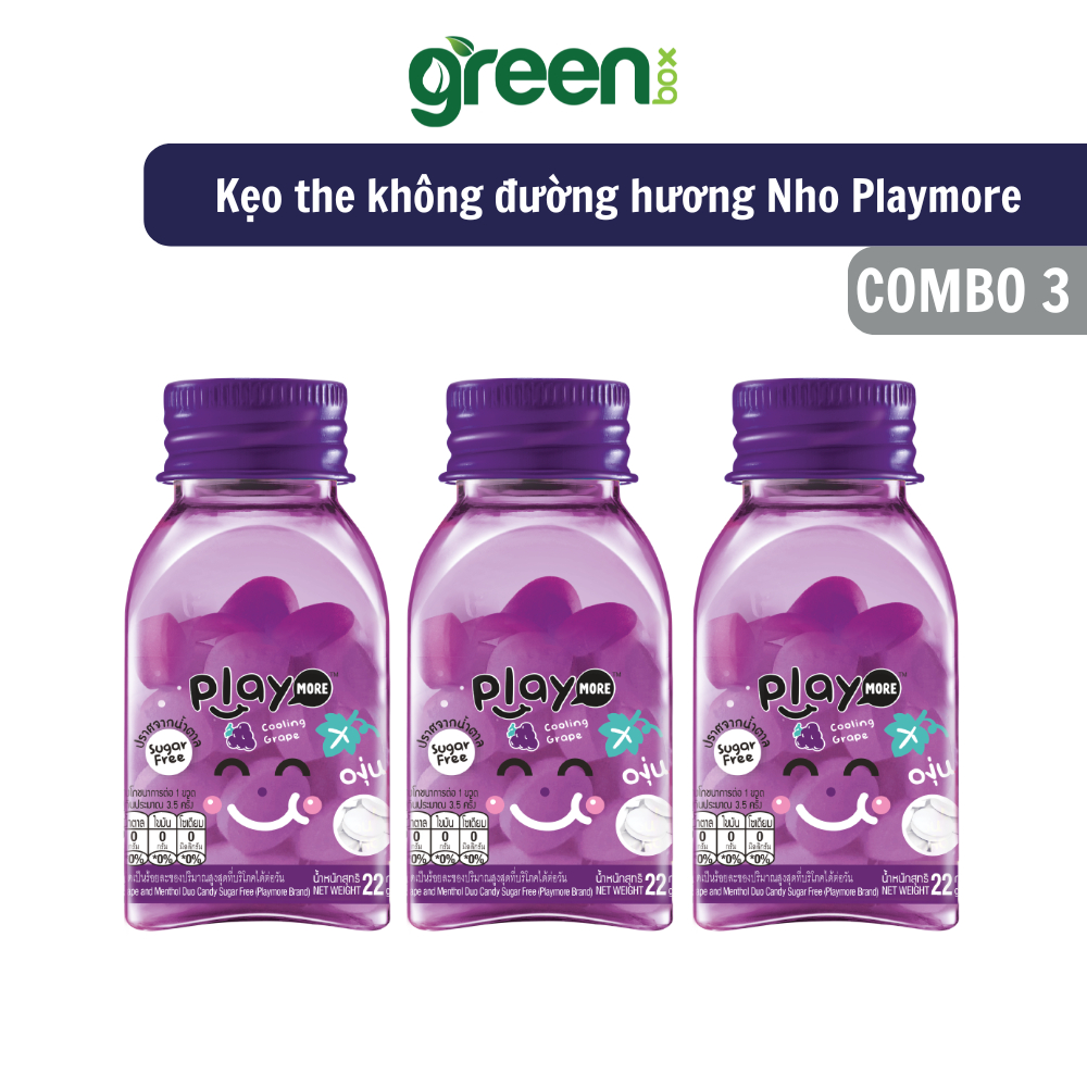 Ảnh Combo 2, Combo 3, hũ kẹo the không đường hương Nho Playmore 22g 1