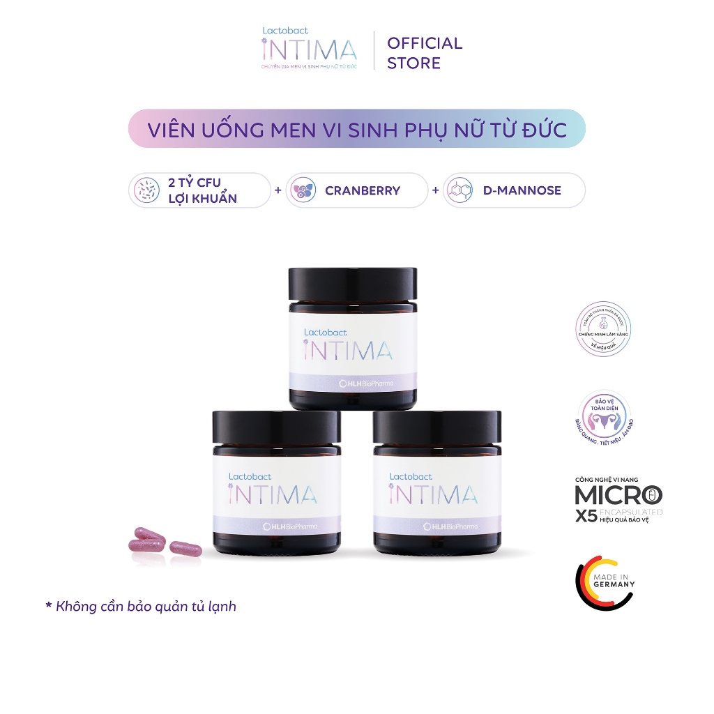 Liệu trình 3 hộp men vi sinh Lactobact Intima bổ sung lợi khuẩn từ Đức dành cho phụ nữ