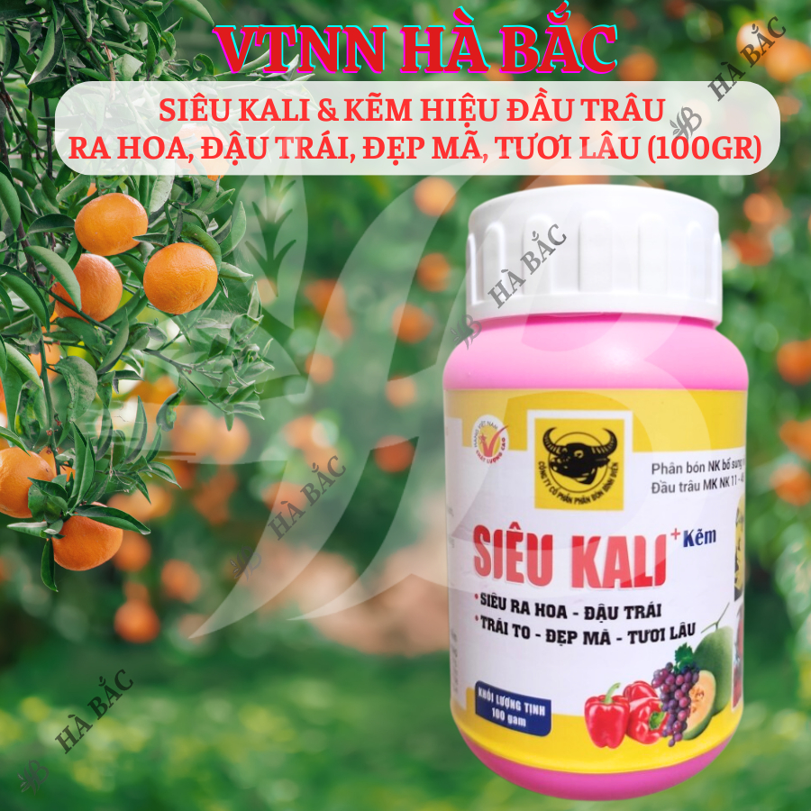 Phân Bón Lá Siêu Kali & Kẽm Hiệu Đầu Trâu  Ra Hoa, Đậu Trái, Đẹp Mã, Tươi Lâu (Hũ 100gram)