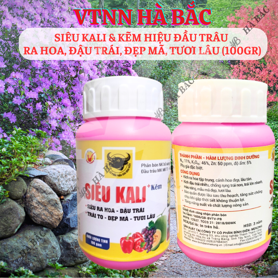 Phân Bón Lá Siêu Kali & Kẽm Hiệu Đầu Trâu  Ra Hoa, Đậu Trái, Đẹp Mã, Tươi Lâu (Hũ 100gram)
