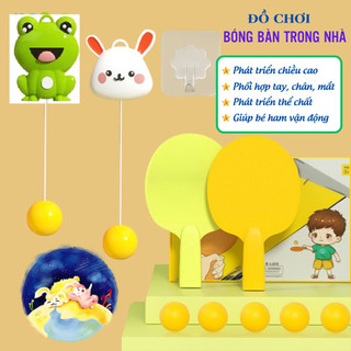Đồ Chơi Bóng Bàn Treo Tường 2 Vợt Cho Bé, Bộ Bóng Bàn Treo Tờng Vận Động Thể Thao Trong Nhà Tăng Khả Năng Phản Xạ 89014