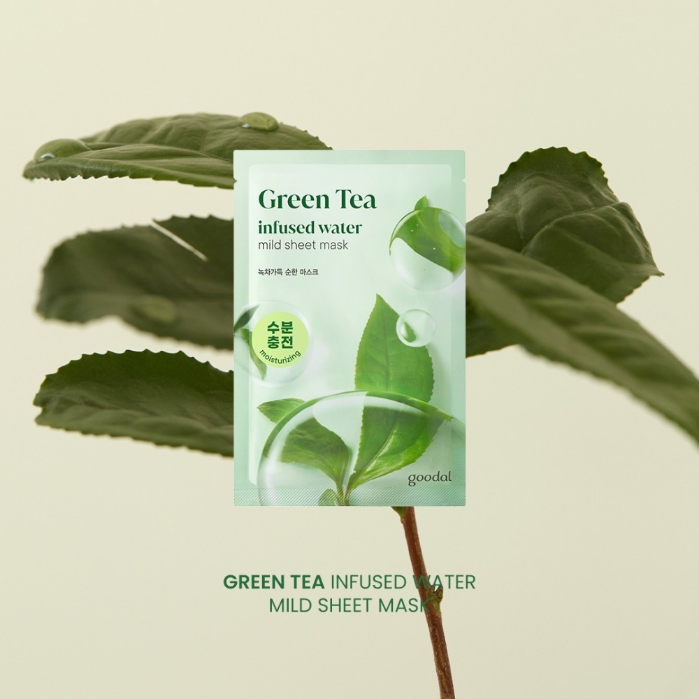 Ảnh Combo 10 Mặt Nạ Giấy Goodal Cấp Ẩm Từ Trà Xanh Green Tea Infused Water Mild Sheet Mask 20g 4