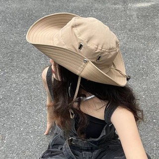 Mũ cao bồi nam nữ trơn basic HAZIN vải kaki dày dặn, mũ tai bèo vành rộng chống nắng có dây quai phong cách Hàn Quốc