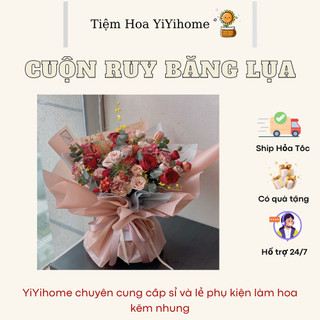 Cuộn Ruy Băng Lụa Bản 1cm, 2cm*22m Trang Trí Làm Hoa, Làm Nơ Gói Hoa Handmade DIY TIỆM HOA YIYIHOME