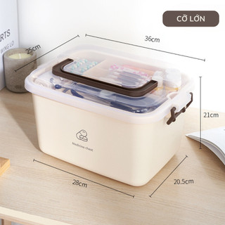 Hộp đựng thuốc sơ cứu hai lớp cỡ lớn có nắp bảo quản tay cầm tiện lợi, Hộp nhựa đựng đồ đa năng