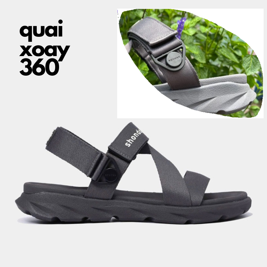 Ảnh Giày sandal Nam Nữ Shondo Xám Full Quai Xoay 360 F6X2222 1