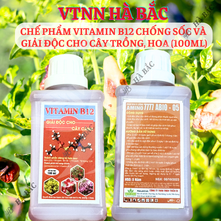 Chế phẩm vitamin B12 chống sốc và giải độc cho cây trồng, hoa kiểng (chai 100ml)