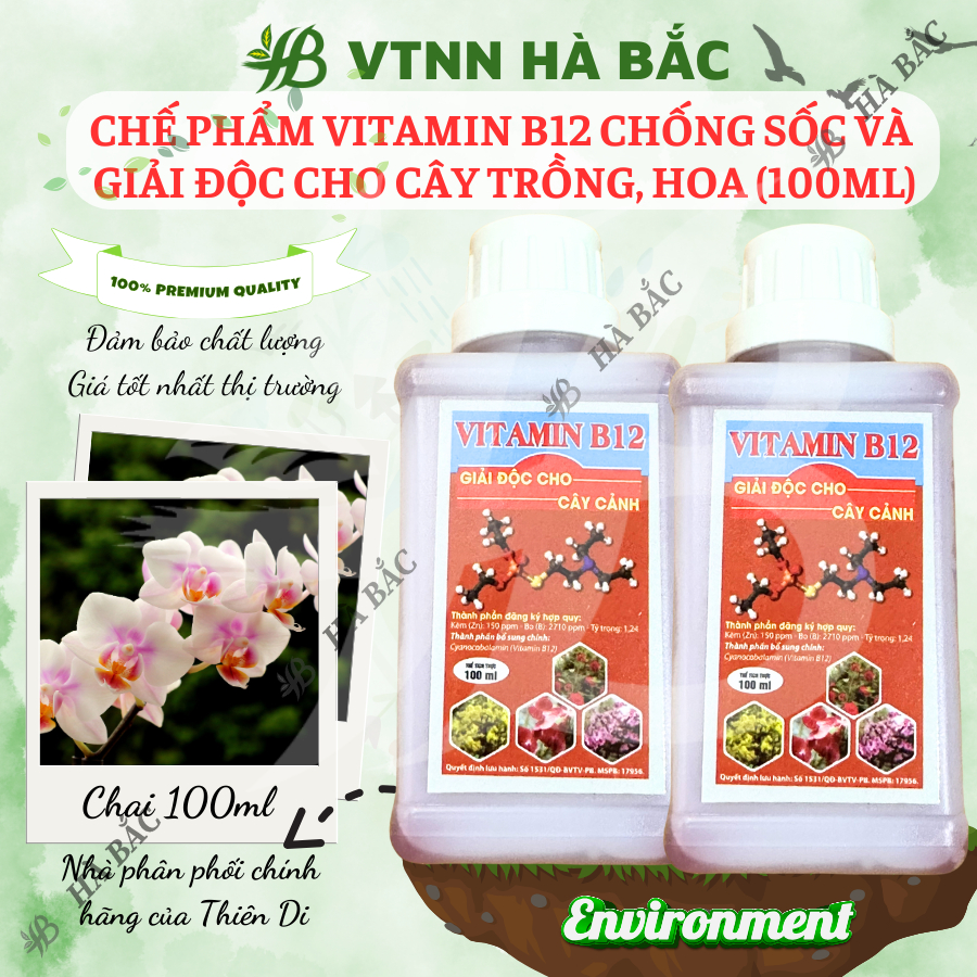 Chế phẩm vitamin B12 chống sốc và giải độc cho cây trồng, hoa kiểng (chai 100ml)