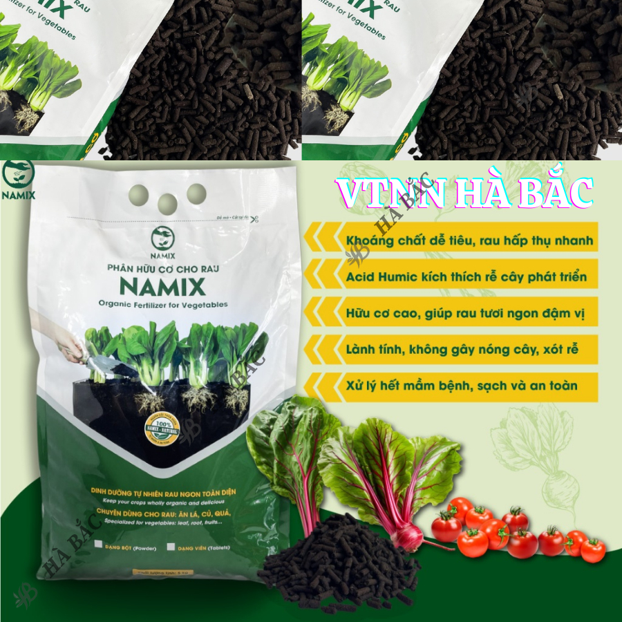 Phân bón cho rau Namix gói 2kg, Phân hữu cơ cho rau NAMIX chuyên dùng cho rau ăn lá, củ, quả