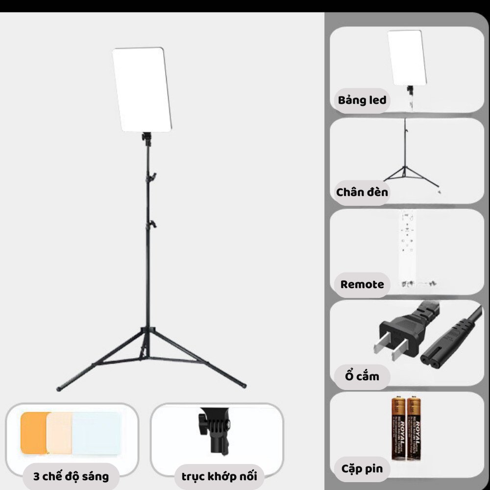 Combo đèn livestream, Đèn LED chữ nhật RL28 chân cao cấp và softbox cầu chân 2m8 -  tặng kèm tấm hắt sáng