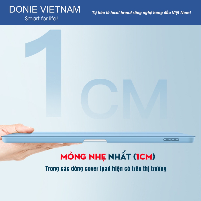 Bao Da iPad DIY Ver 2 Mặt Lưng Kính Acrylic Tong Suốt Cho Gen 10/11 Air 6/7 Pro 11 M3 M4 | DONIE P04