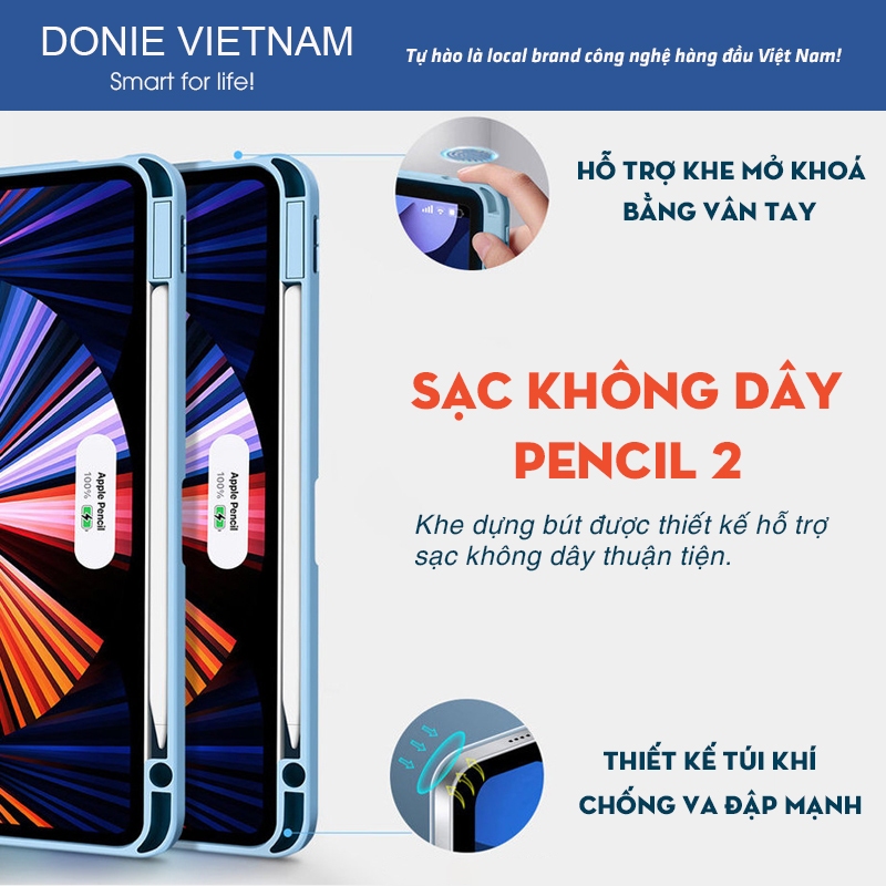 Bao Da iPad DIY Ver 2 Mặt Lưng Kính Acrylic Tong Suốt Cho Gen 10/11 Air 6/7 Pro 11 M3 M4 | DONIE P04
