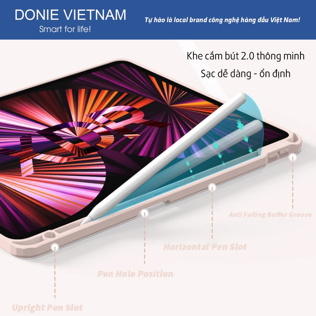 Bao Da iPad DIY Ver 2 Mặt Lưng Kính Acrylic Tong Suốt Cho Gen 10/11 Air 6/7 Pro 11 M3 M4 | DONIE P04