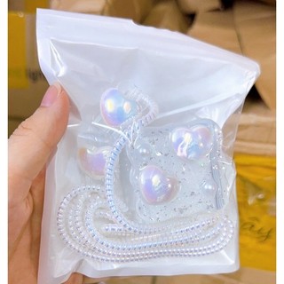[Trái tim ngọc trai] Bộ phụ kiện bảo vệ củ sạc và cáp sạc PD18/20W bằng silicon cao cấp RABBI