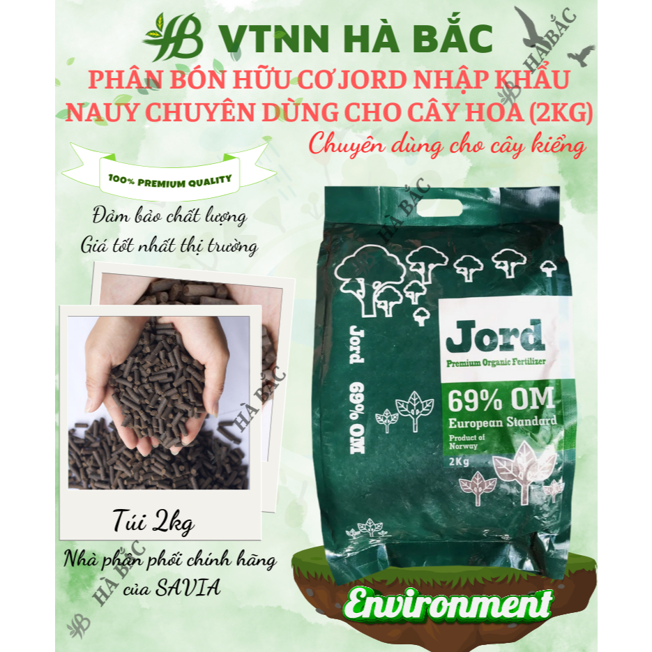 Phân bón hữu cơ Jord nhập khẩu Nauy - chuyên dùng cho cây hoa hồng, hoa mai và cây kiểng (túi 2kg)