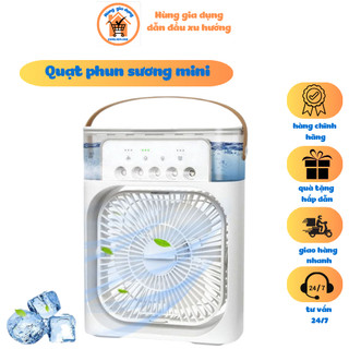 Quạt Điều Hòa Phun Sương Mini,Quạt Làm Mát Để Bàn 3 Chế Độ Tích Hợp Đèn Led Cổng Sạc USB -QP4