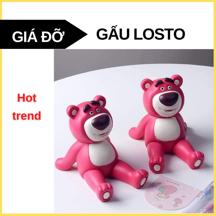 Giá Đỡ Kệ Điện Thoại Để Bàn Hình Gấu Và Dâu Tây LOTSO Dễ Thương