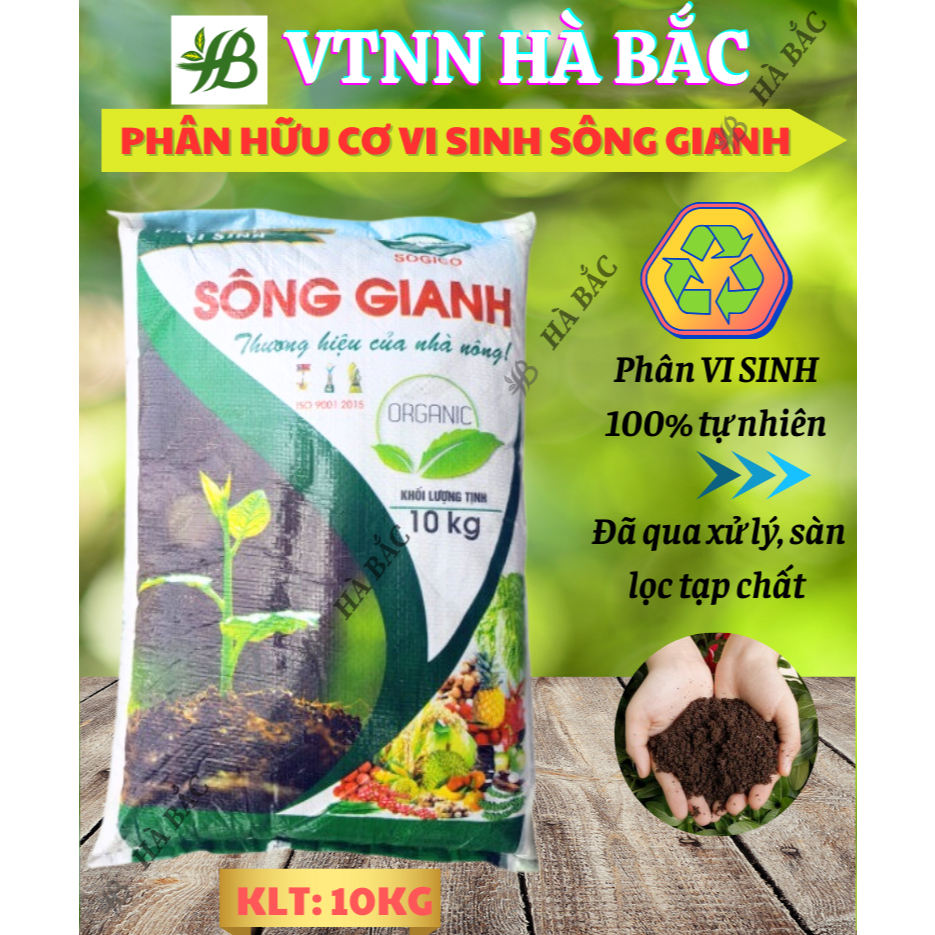 Phân Hữu Cơ Vi Sinh Sông Gianh HC15, Hữu Cơ Cao Cấp Cho Mọi Cây Trồng (10kg)