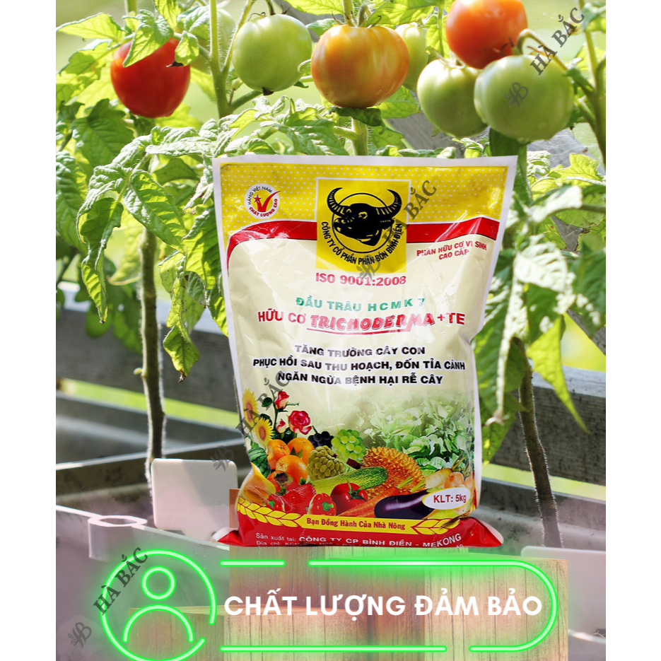 Phân bón đầu trâu hữu cơ vi sinh cao cấp Trichoderma MK7 + TE giúp kháng bệnh và tăng trưởng khỏe cho cây trồng - 5KG