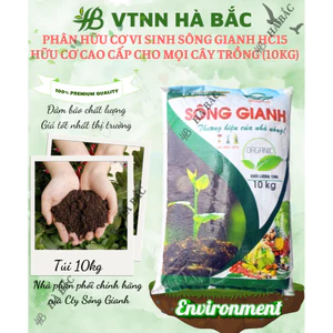 Phân Hữu Cơ Vi Sinh Sông Gianh HC15, Hữu Cơ Cao Cấp Cho Mọi Cây Trồng (10kg)