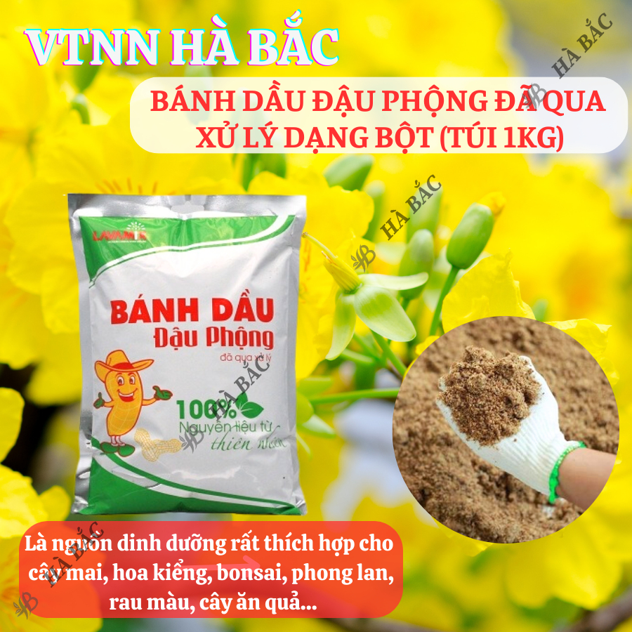 Bánh dầu đậu phộng Lavamix đã qua  xử lý dạng bột (túi 1kg), cung cấp hàm lượng hữu cơ lên đến 40%, khoáng và vitamin