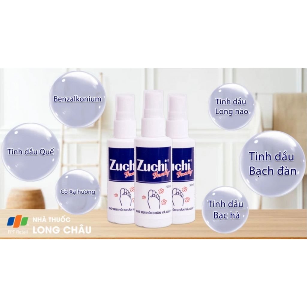 Ảnh Xịt khử mùi chân và giày - Zuchi Family 50ml -XZ2-02, giúp khử mùi tức thì, kháng khuẩn, giảm tiết mồ hôi, với hương thơ 3