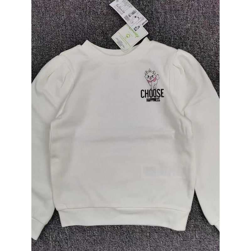 [Sale Lỗi Nhẹ] Áo Nỉ Bông Bé Gái C2660 In Hình Chú Mèo Dễ Thương Xuất Dư Size 10Y (27-30kg)