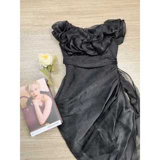 [TO12] Đầm Body Trễ Vai Xoắn Bèo Ngực Nhún Sườn Xẻ Tà Nơ Eo - Vải Tơ Organza - 5 Màu Trắng,Đen,Nude,Hồng,Đỏ - ẢNH THẬT