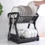Kệ 2 Tầng úp chén, bát đĩa , kệ bát đĩa đa năng có ống muỗng đũa và móc treo LH-3639